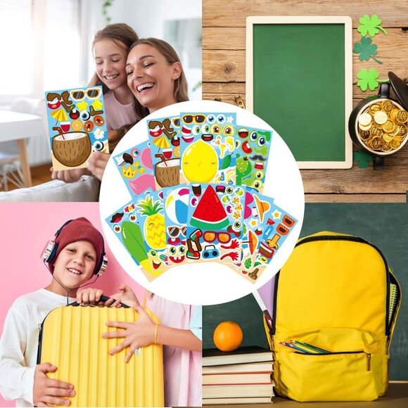 30 Sheets Hawaii Make a Face Sticker Summer Pool Beach Stickers for Kids Make Yo - Picture 5 of 8